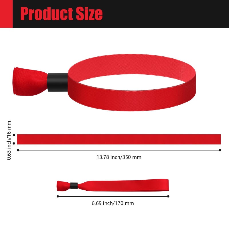 Comflora 100 Pcs Cloth Event Wristband  Disposable Wristbands for Events  Colored Wristbands Events for Lightweight Concert Club Entrance Wrist Strap Party Wristband Event (Color : Red) - Image 2